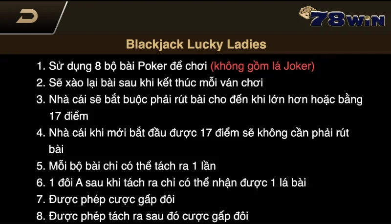 Luật chơi quan trọng trong game Blackjack 78Win mà tân binh cần ghi nhớ