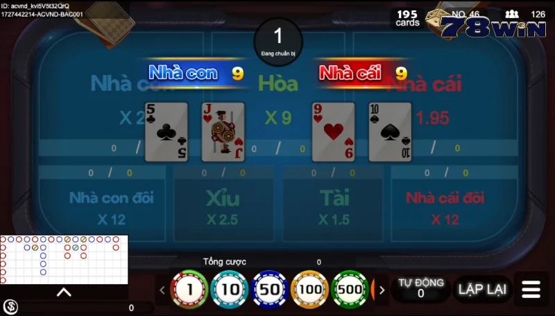 Kỹ thuật Baccarat 78win đánh cầu đơn - cầu ngang