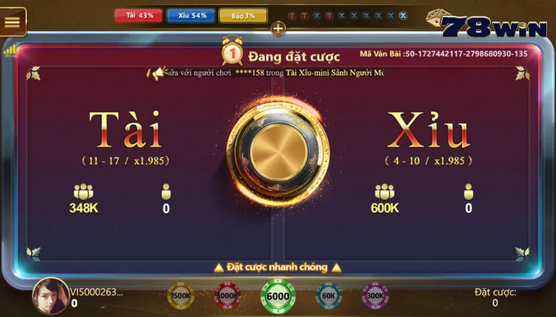 Hình thức bộ ba đồng nhất khi cược tài xỉu 78win